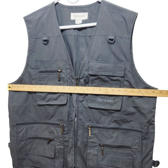 Olympina Mens Outdoor Multi-Pocket Utility Vest Size 2XL Gray - Picture 4 of 5